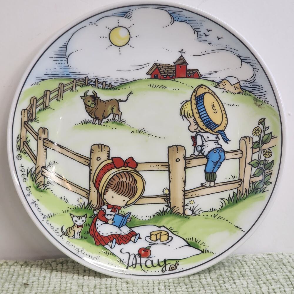 Walter West Germany Decorative Plate May Month Farm Scene 7” Vintage